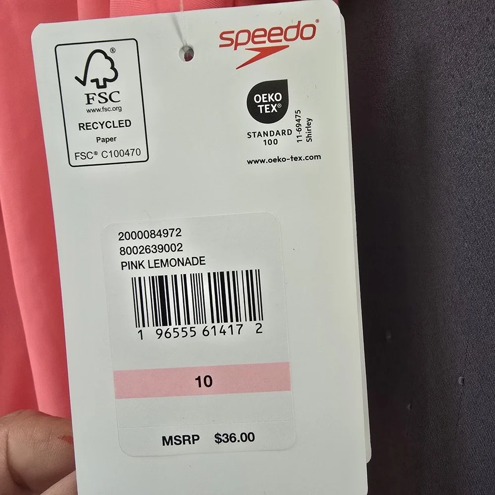 Speedo Girls Swimsuit Size 10 Pink One Piece Solid Racerback NWT